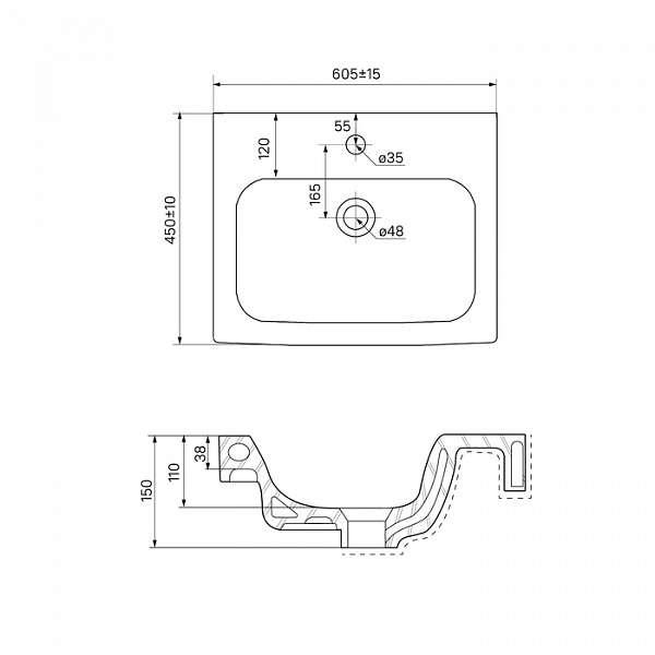 Умывальник мебельный, 60 см, 014, IDDIS, 0146000i28