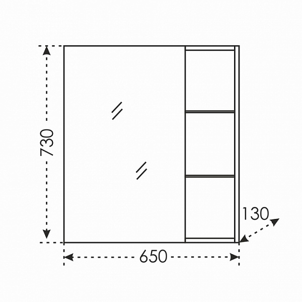 Зеркальный шкаф Дублин 65 универсальный Санта 123004