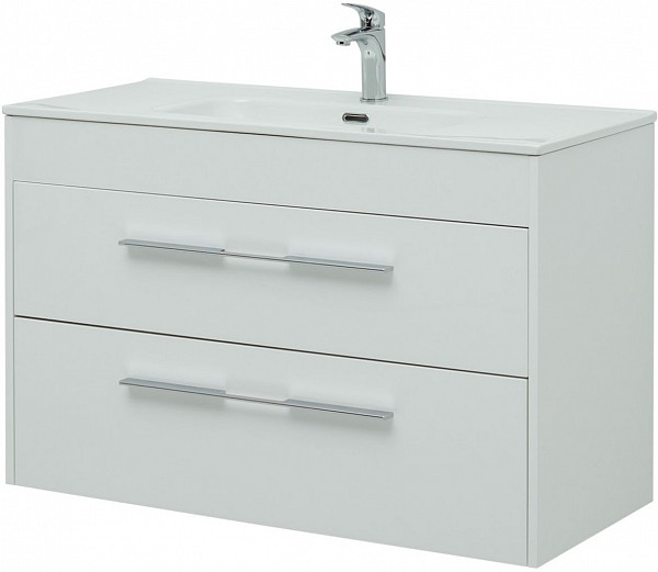 Тумба под раковину Aquanet Августа 100 белый (ручка хром) 00277509