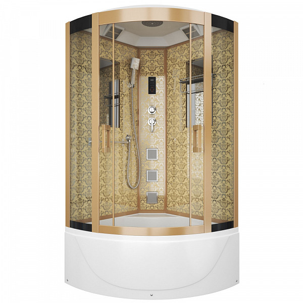 Душ.каб. NG-7710G (1000x1000х2150) высокий поддон стенки ЗОЛОТО 4 места