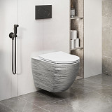 Унитаз GR-4411SWS Color (550*365*395) СЕРЕБРО внутри БЕЛЫЙ подвесной БЕЗОБОДКОВЫЙ