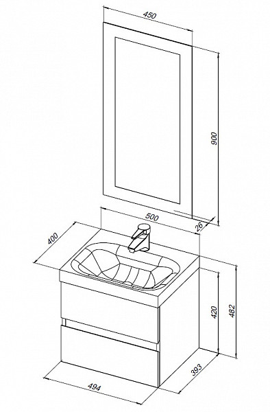 Мебель для ванной Aquanet Беркли 50 белый глянец (2 ящика) 00306356