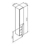 M90CHR0306GM GEM, шкаф-колонна, подвесной, правый, 30 см, двери, push-to-open, графит матовый