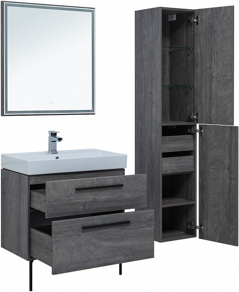 Тумба под раковину Aquanet Nova 75 дуб рошелье (2 ящика) 00242260