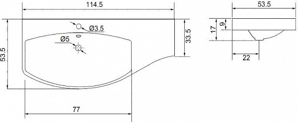 Раковина для тумбы Aquanet Опера 115 L НФ-00007621