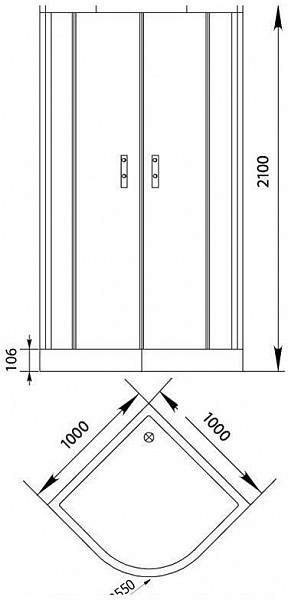 Душевой уголок Aquanet Alfa NAA2142 100x100, R550, прозрачное стекло NAA2142
