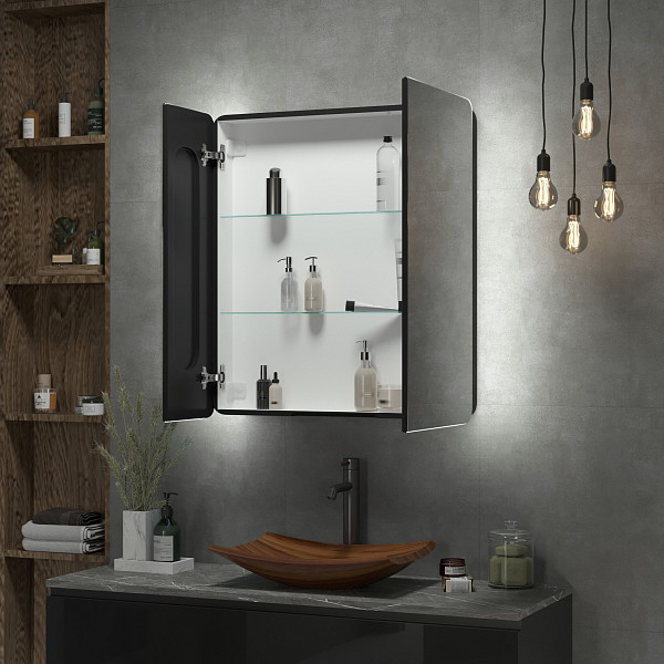 Зеркало-шкаф Континент "Eltoro black LED" 760х850