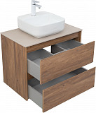 Тумба под раковину Aquanet Nova Lite 75 дуб шоколадный (2 ящика) 00287880