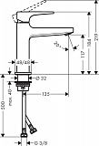Смеситель для раковины Hansgrohe Metropol 32507700 с донным клапаном Push-Open