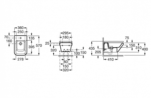 Биде Roca Dama-N подвесное 357785000