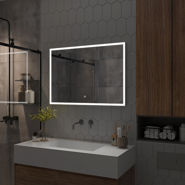 Зеркало Континент "Frame white standart" 1000x700