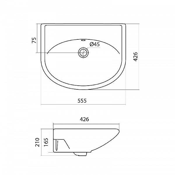 Полукруглая раковина Santek Цезарь 60 без отверстия под смеситель 1WH110523