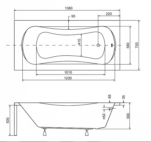 Акриловая ванна Besco Aria 140x70 WAA-140-PA