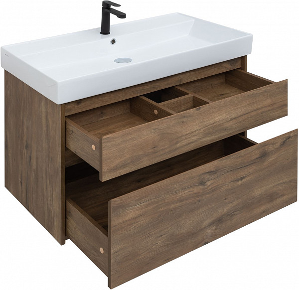 Тумба под раковину Aquanet Nova Lite 90 дуб рустикальный (2 ящика) 00249518
