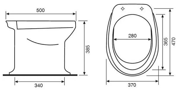 Унитаз приставной Оскольская керамика Дачный 46901100002 с сиденьем