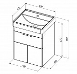 Тумба под раковину Aquanet Ирис new 50 белый глянец (1 ящик, 2 дверцы) 00310147