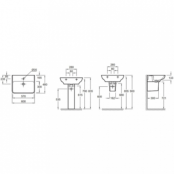 Подвесная раковина для установки на мебель Jacob Delafon Struktura 60х48 см EGD111-Z-00