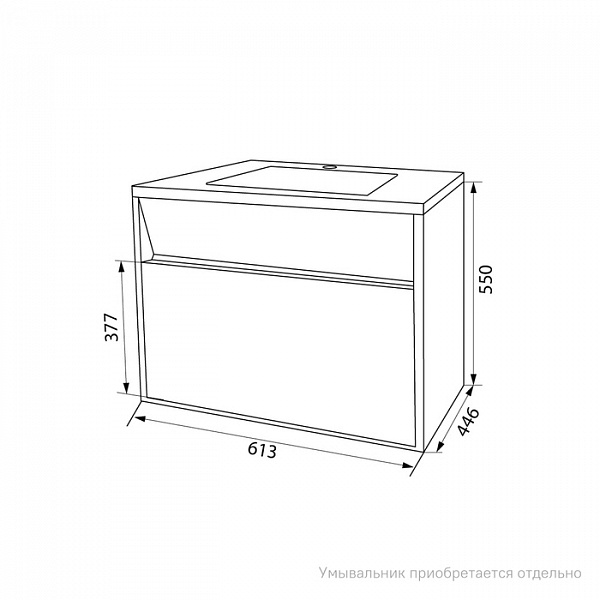 Тумба подвесная с ящиком, белая, 60 см, Esper, IDDIS, ESP60W0i95. Подходит ум. 4506000i28