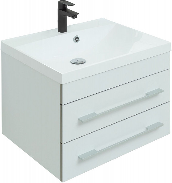 Тумба под раковину Aquanet Верона 58 белый (подвесная 2 ящика) 00176667