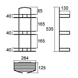 Полка трехъярусная прямая, проволока стальная, 13, Milardo, 013W030M44