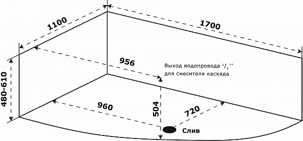Ванна акриловая Azario Микона 170х110 левая