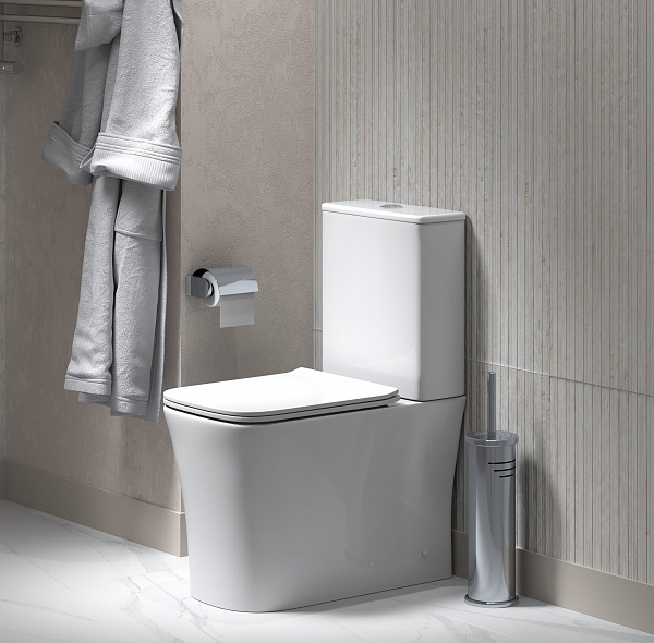 Унитаз Classic GR-4467S (620*360*820) напольный БЕЗОБОДКОВЫЙ с тонкой крышкой, 2 места