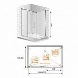 Душевое ограждение Azario ALTON 1131R 1200х800х2000, БЕЗ ПОДДОНА , профиль серебро
