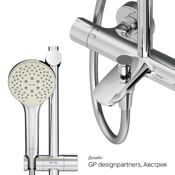 F0790520 Gem душ.система, набор: смеситель д/ванны/душа с термостатом, верхн. душ d 220 мм, ручн.душ