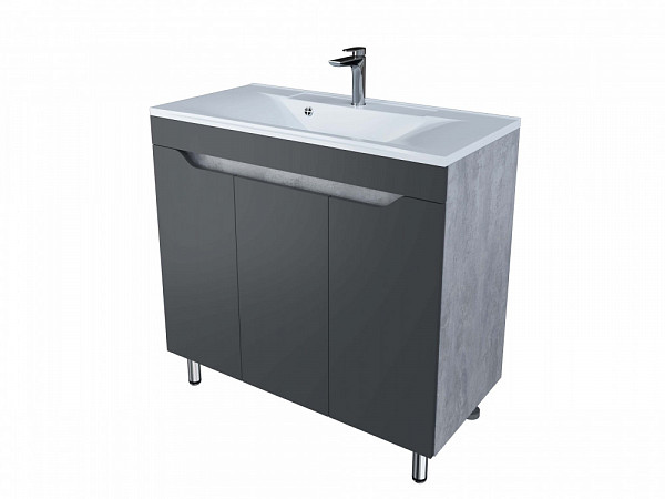 Тумба "Абигель 100", 3 дв., серый / цемент, Milen 100 / км