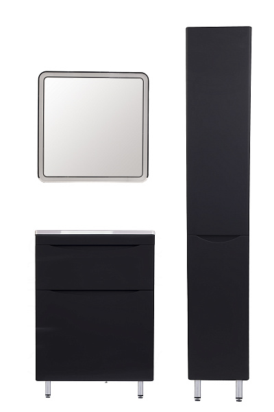 Тумба напольная "Бергамо мини 60" (2 ящ.) Люкс антискрейтч черный, под раковину, PLUS