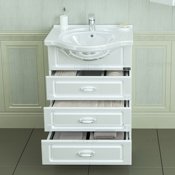 Тумба под раковину Верона 60 3 ящика напольная Санта 700116