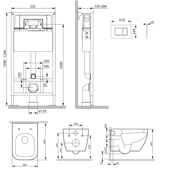 IS70251.901701 Инсталляция с клав ProC S глянц хром с подвес унит Gem FlashClean с сид м/лифт