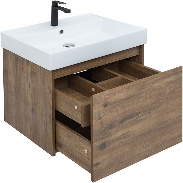 Тумба под раковину Aquanet Nova Lite 60 дуб рустикальный (1 ящик) 00249511