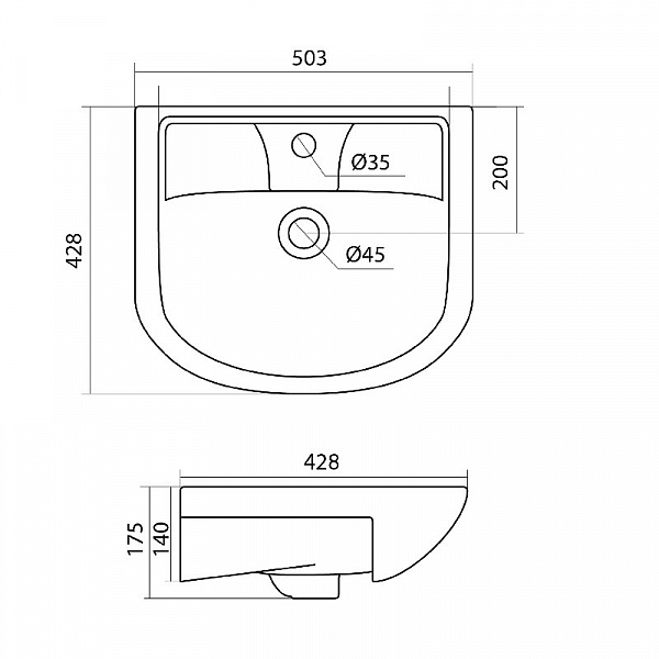 Полукруглая раковина Santek Ладога 50 1WH110256