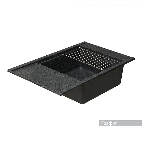 Мойка для кухни Aquaton Делия 78 прямоугольная с крылом графит 1A715132DE210