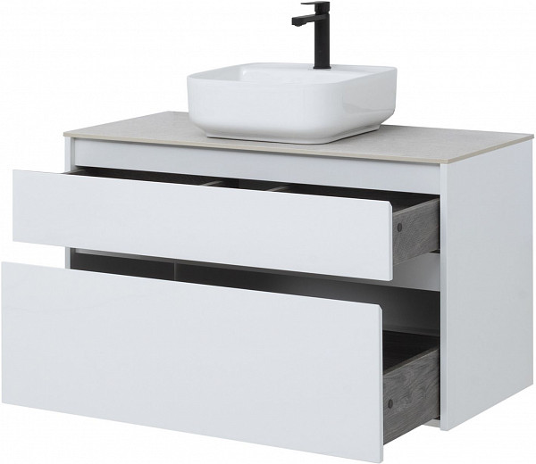 Тумба под раковину Aquanet Nova Lite 100 белый (2 ящика) 00242581