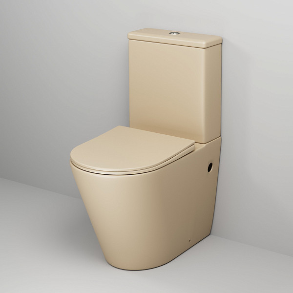 Унитаз GR-4480BEMS Color (620*365*810) БЕЖЕВЫЙ МАТОВЫЙ напольный БЕЗОБОДКОВЫЙ, 2 места