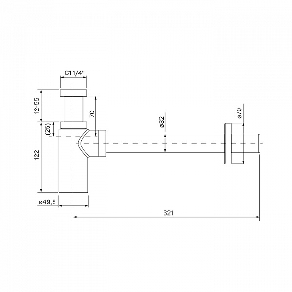Бутылочный сифон для умывальника, графит, Optima Home, IDDIS, OPTGM00i84