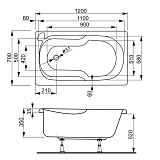 Акриловая ванна Vagnerplast Nike 120x70 VPBA127NIK2E-04