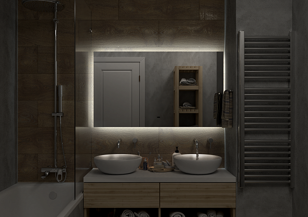 Зеркало Континент "Trezhe Led" 1200х700 с бесконтактным сенсором, холодная подсветка