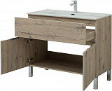 Тумба под раковину Aquanet Алвита New 100 1 ящик, 2 дверцы, дуб веллингтон белый 00277557