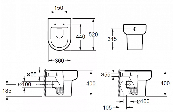 Унитаз приставной Grossman Elegance GR-PR3015