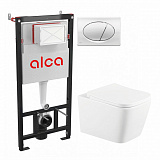 Система инсталляций Quadra :инсталяция, кнопка хром, унитаз подвесной безободковый, сиденье дюропласт , микролифт , быстросьемное Selena Q001WG/M71