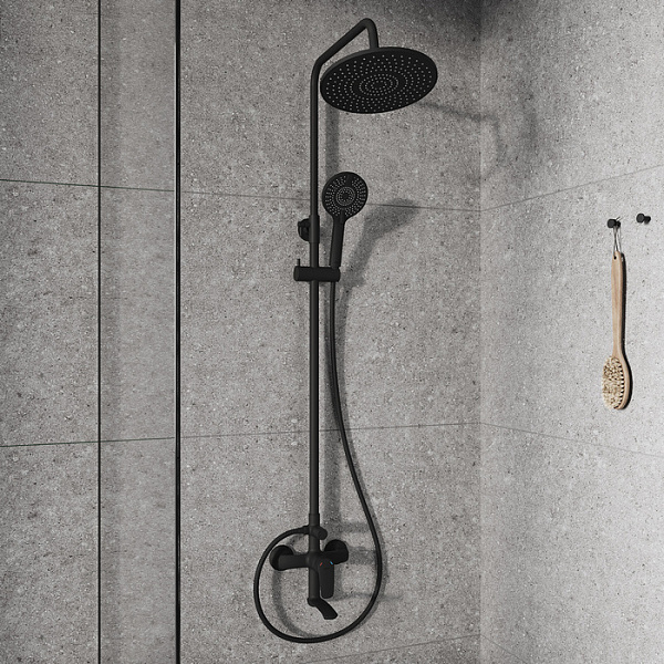 Смеситель для ванны с верхним душем, черный матовый, Rora, Milardo, RORBL4FM06