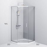 W90G-405-090MT Душевое ограждение Gem 5-corner Pivot 90x90 стекло прозрачное, профиль матовый хром,