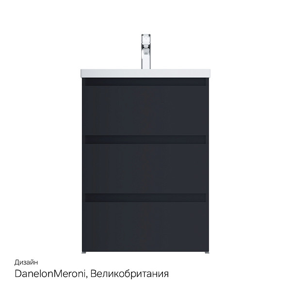 M91FSX0602GM GEM S, База под раковину, напольная, 60 см, 3 ящика, графит матовый
