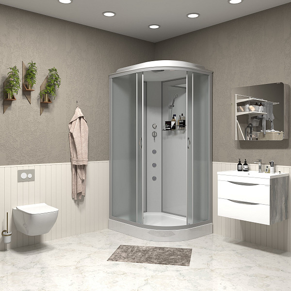 Душ.каб. NG-3312-14LG (1200х800х2150) низкий поддон(13см) стекло МАТОВОЕ 3 места