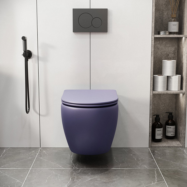Унитаз GR-4411LIMS Color (550*365*395) ФИОЛЕТОВЫЙ МАТОВЫЙ подвесной БЕЗОБОДКОВЫЙ