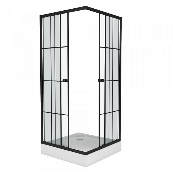 Душ. уголок NG-0180-14 (800х800х1950) низкий поддон(14см), стекло прозрачное,  2 места