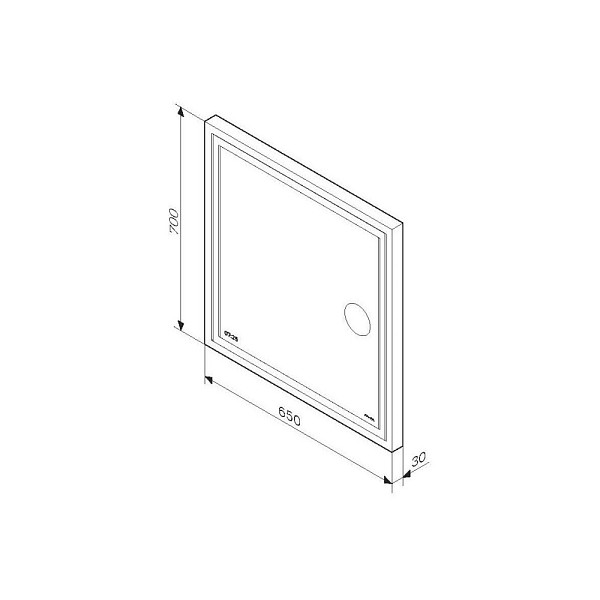 M91AMOX0653WG Универсальное зеркало с контурной Led-подсветкой, часами и косметическим зеркалом 65